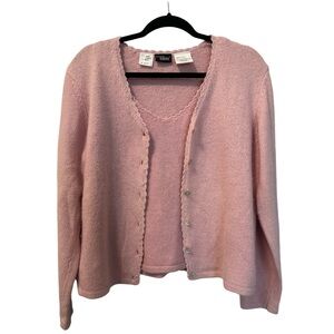 Vintage Women’s Boutique Europa Silk/Angora Scalloped Trim Sweater Set P…
